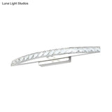 Modern Curved Vanity Lighting: Clear/Champagne Crystal Led Wall Mounted Lamp - 17/21 W Warm/White