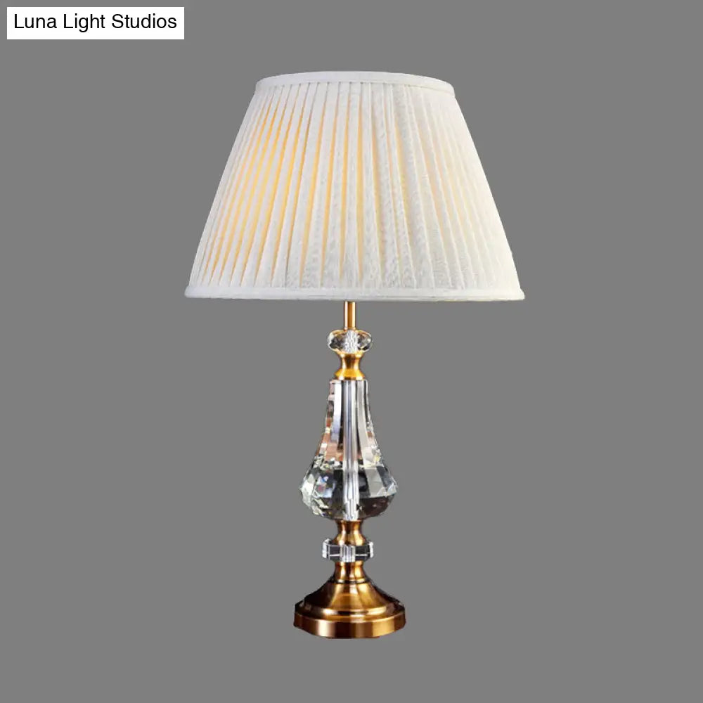 Modern Curvy Table Lamp With Hand-Cut Crystal 1 Bulb Grey Book Reading Light