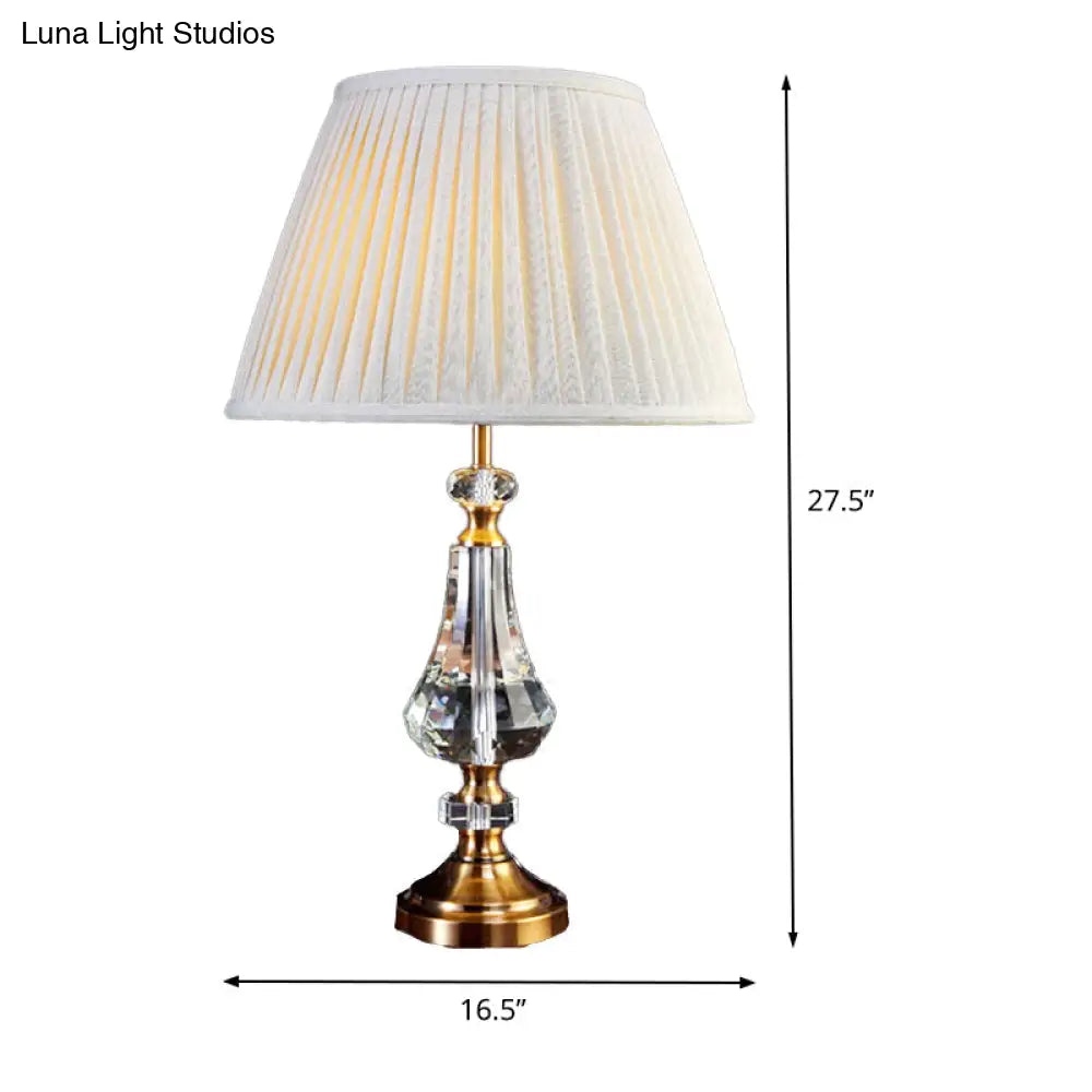 Modern Curvy Table Lamp With Hand-Cut Crystal 1 Bulb Grey Book Reading Light