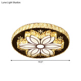 Modern Cut Crystal Bloom Led Flushmount Ceiling Light Fixture - Chrome Finish