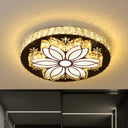 Modern Cut Crystal Bloom Led Flushmount Ceiling Light Fixture - Chrome Finish