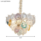 Modern Cut Crystal Conical Chandelier - 12 Bulbs Wide Brass Suspension Pendant Light