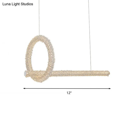 Modern Cut Crystal Led Brass Ceiling Light - Circular Island Lamp 12/16 Wide
