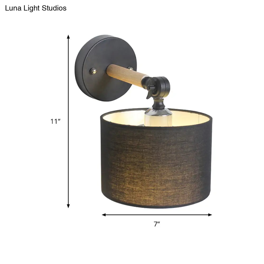 Modern Cylinder Led Wall Light Fixture In White/Black For Bedroom