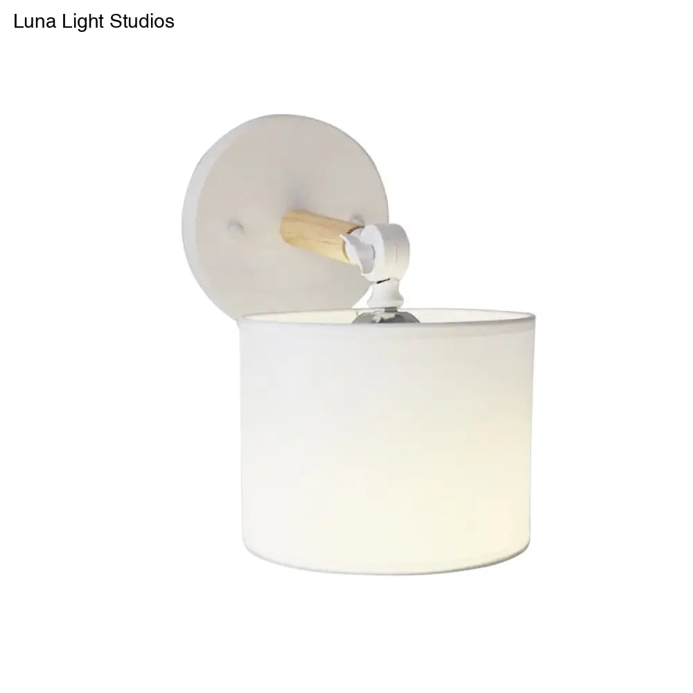 Modern Cylinder Led Wall Light Fixture In White/Black For Bedroom