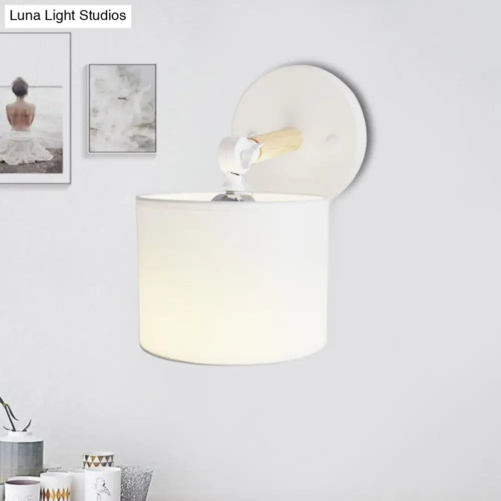 Modern Cylinder Led Wall Light Fixture In White/Black For Bedroom