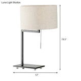 Modern Cylinder Task Lamp With Pull Chain - White Fabric 1 Bulb Reading Light