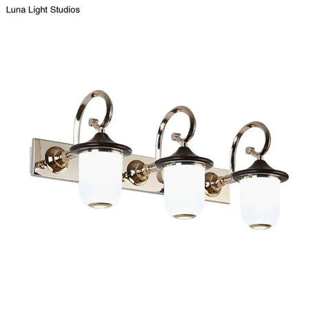 Modern Cylinder Wall Mount Lamp With Double/Triple Bulbs White Glass Vanity Light For Mirrors -