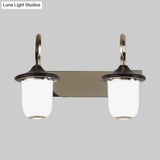 Modern Cylinder Wall Mount Lamp With Double/Triple Bulbs White Glass Vanity Light For Mirrors -