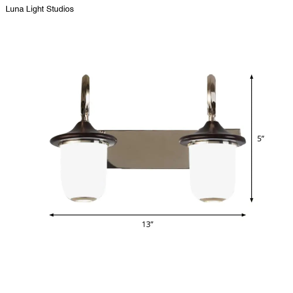 Modern Cylinder Wall Mount Lamp With Double/Triple Bulbs White Glass Vanity Light For Mirrors -