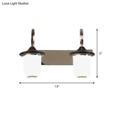 Modern Cylinder Wall Mount Lamp With Double/Triple Bulbs White Glass Vanity Light For Mirrors -