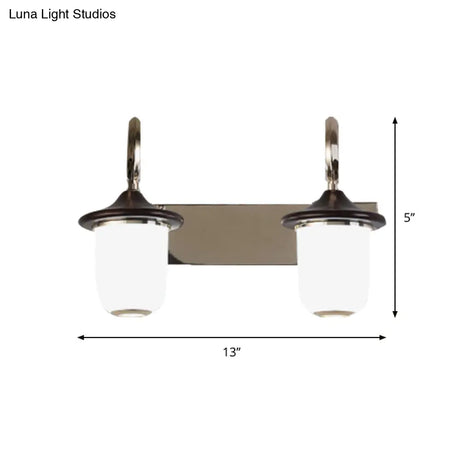 Modern Cylinder Wall Mount Lamp With Double/Triple Bulbs White Glass Vanity Light For Mirrors -