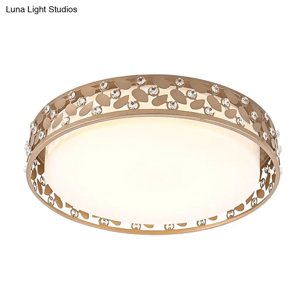 Modern Cylindrical Crystal Led Ceiling Light With Remote Dimming And Color Changing - Perfect For