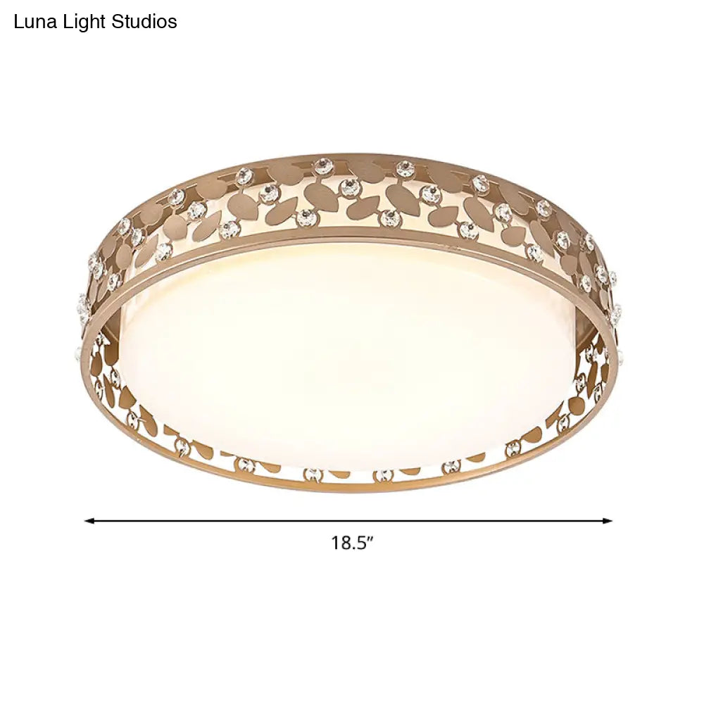 Modern Cylindrical Crystal Led Ceiling Light With Remote Dimming And Color Changing - Perfect For