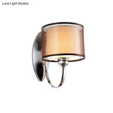 Modern Cylindrical Fabric Shade Wall Sconce - Stylish 1/2-Light Hallway Fixture With Chrome Finish