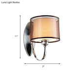 Modern Cylindrical Fabric Shade Wall Sconce - Stylish 1/2-Light Hallway Fixture With Chrome Finish