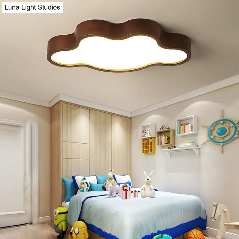 Modern Dark Brown Cloud Ceiling Lamp With Led Acrylic Flush Mount Lighting - 19.5’/25’ Width