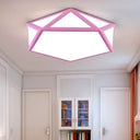 Modern Diamond Flush Mount Ceiling Light - Acrylic Fixture For Living Room Pink