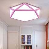 Modern Diamond Flush Mount Ceiling Light - Acrylic Fixture For Living Room Pink