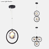 Modern Dimpled Blown Glass Round Pendant Lighting - Led Hanging Ceiling Lamp