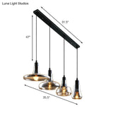 Modern Dining Room Hanging Ceiling Light - 4 Lights Round/Linear Canopy Multi Pendant With Smoked