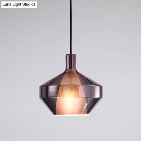 Modern Dining Room Pendant Light With Geometric Glass Shade