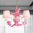 Modern Dolphin Chandelier With Fabric Shade For Dining Room Lighting 3 / Pink