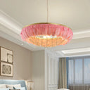 Modern Dome Cage Metallic Chandelier: Gold 2-Bulb Ceiling Lamp With Feather Deco - White Grey Pink