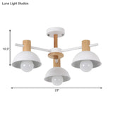 Modern Dome Rubber Chandelier Pendant Light - 3/6 Lights White Led Ceiling Fixture With Radial