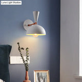 Modern Dome Sconce: Wall Mounted Metal Lighting With Rotating Node Black/White