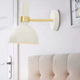 Modern Domed Wall Lamp - Rotatable White/Black Finish With 1 Light For Bedside White