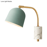 Modern Domed Wall Sconce With Metal Shade And 1 Head In White/Blue/Brass