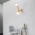 Modern Double Globe Wall Lamp - Glass Shade Sconce Light Fixture In Gold/Black Finish For Corridor