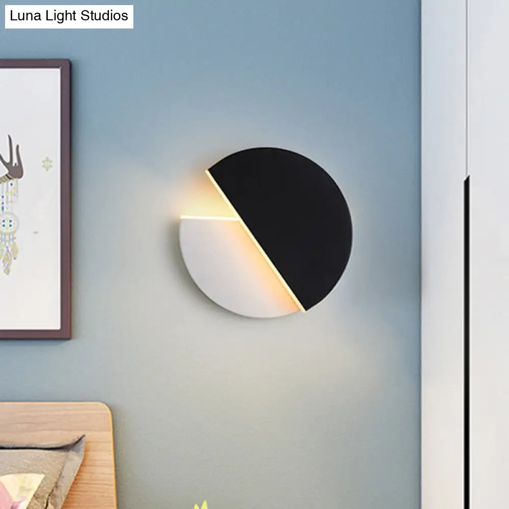 Modern Double Semicircle Led Wall Lamp Sconce Black And White