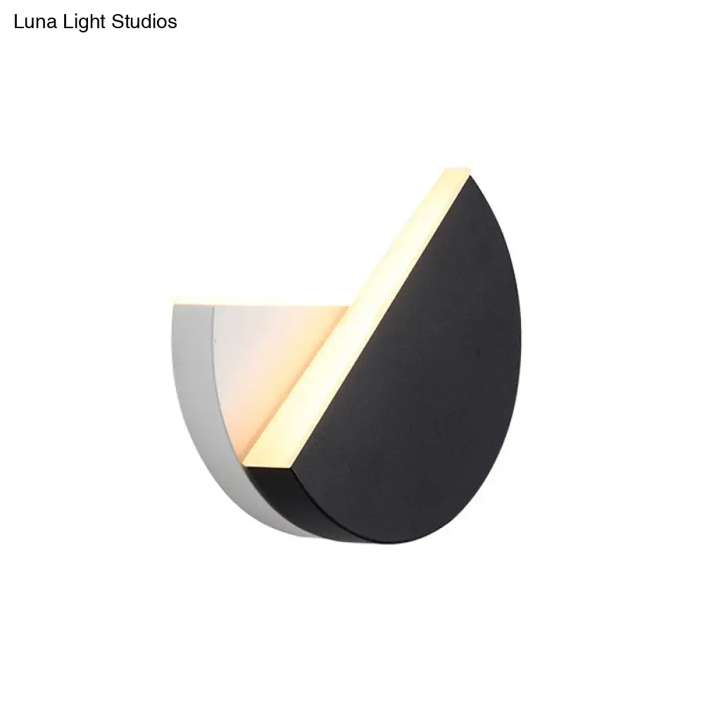 Modern Double Semicircle Led Wall Lamp Sconce Black And White