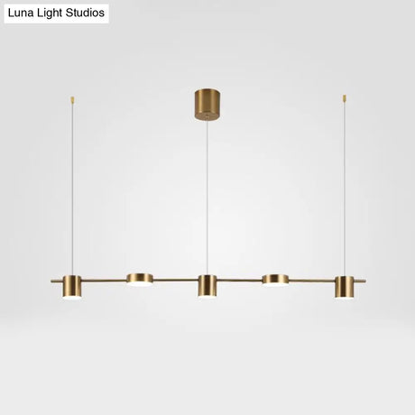 Modern Drum Aluminum Island Pendant Ceiling Light Fixture In Black/Gold With Warm/White Lighting