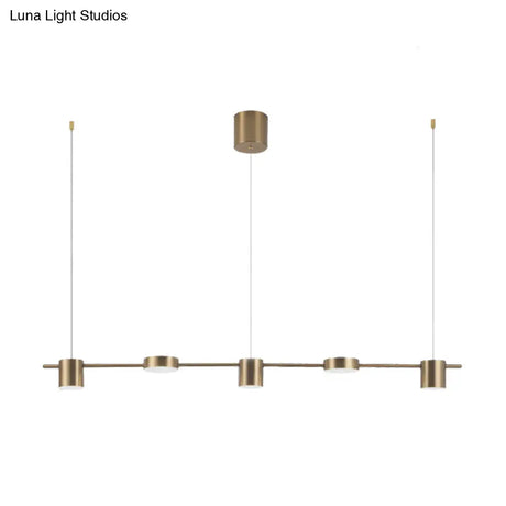 Modern Drum Aluminum Island Pendant Ceiling Light Fixture In Black/Gold With Warm/White Lighting
