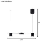 Modern Drum Aluminum Island Pendant Ceiling Light Fixture In Black/Gold With Warm/White Lighting