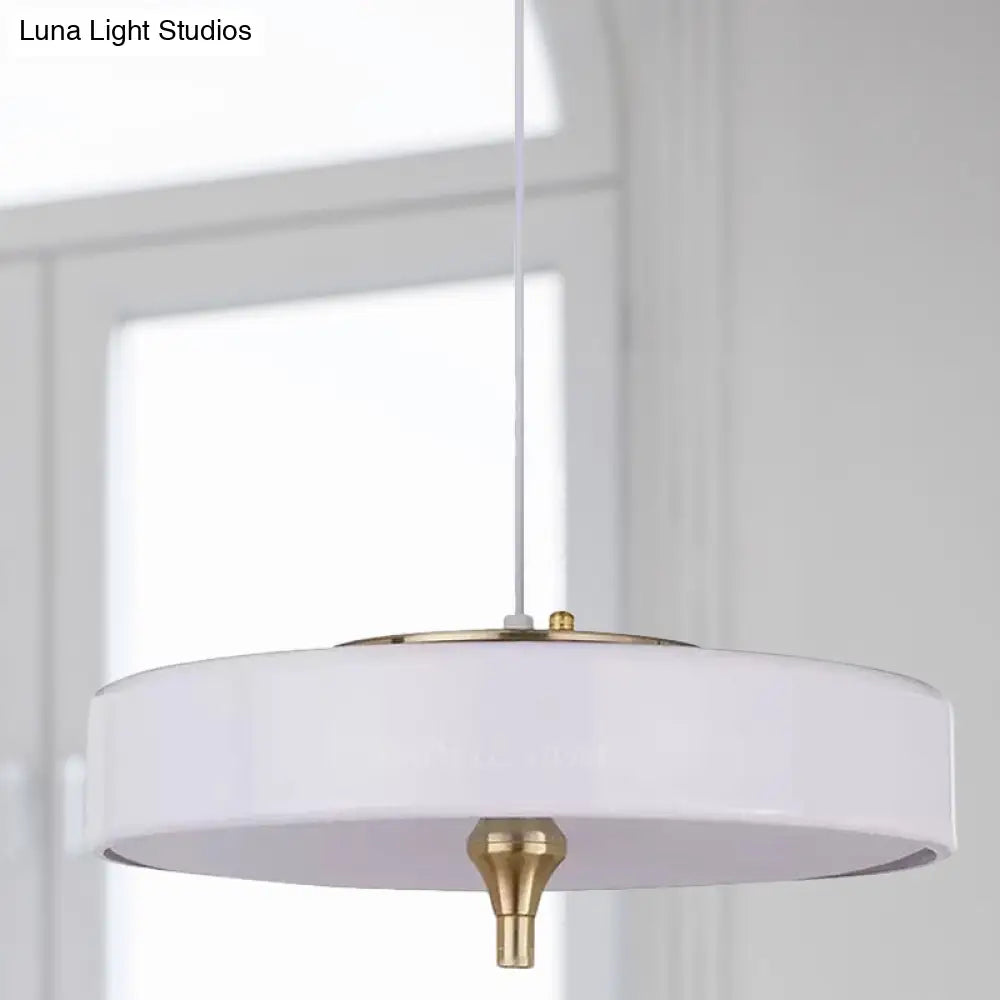 Modern Drum Chandelier Light Blue/White/Black Metal - 3-Light Dining Room Hanging Fixture