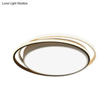 Modern Drum Flush Ceiling Light With Acrylic Diffuser - Integrated Led Black/White Ideal For