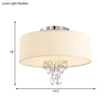 Modern Drum Flush Mount Ceiling Light 4/5 Lights Metal Ring With White Fabric Shade 19.5’/23.5’ W