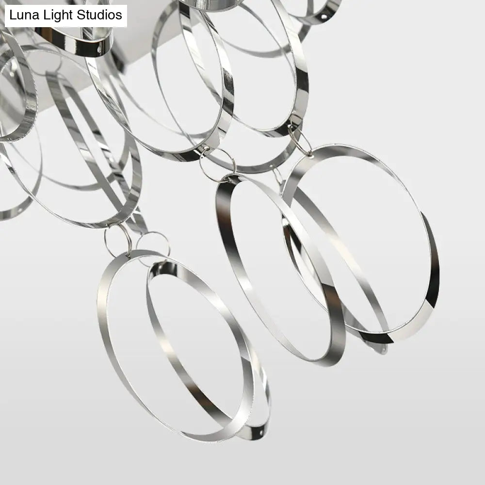 Modern Drum Flush Mount Ceiling Light 4/5 Lights Metal Ring With White Fabric Shade 19.5’/23.5’ W