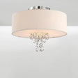 Modern Drum Flush Mount Ceiling Light 4/5 Lights Metal Ring With White Fabric Shade 19.5’/23.5’