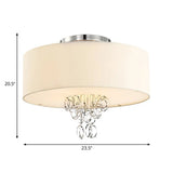 Modern Drum Flush Mount Ceiling Light 4/5 Lights Metal Ring With White Fabric Shade 19.5/23.5 W