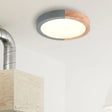 Modern Drum Flush Mount Light With Wood And Acrylic Shade For Kids Bedroom Green / 12’ White