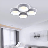Modern Drum Led Ceiling Lamp - 4/6 Lights Metal 21.5’/32.5’ W Grey Bedroom Flush Mount Lighting