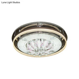 Modern Drum Led Flush Ceiling Light With Clear Crystal Draping - 23.5’/31.5’ Wide Stainless -