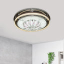 Modern Drum Led Flush Ceiling Light With Clear Crystal Draping - 23.5’/31.5’ Wide Stainless -