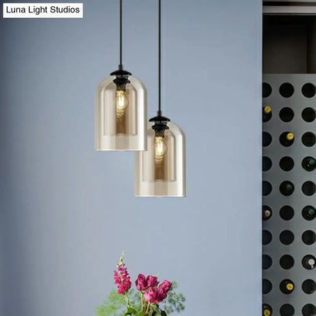 Modern Dual-Glass Pendant Light For Dining Room - Inverted Cup Design
