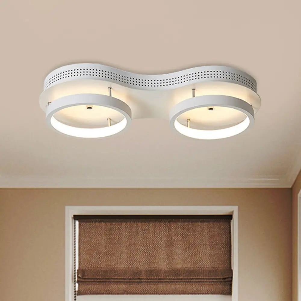 Modern Dual Round Led Ceiling Lamp - Minimal White Acrylic Flush Mount Light Fixture In Warm/White